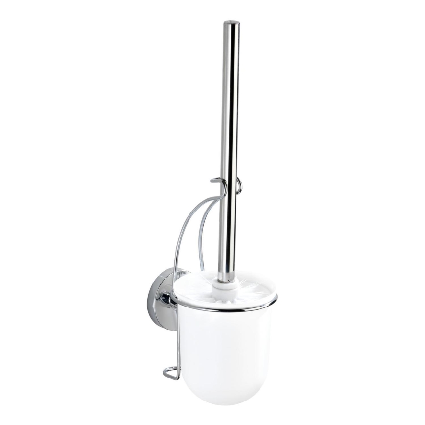 WENKO 20898100-WC-borste VACUUM-LOC MILAZZO 10x34 cm rostfritt stål/polerad krom/vit