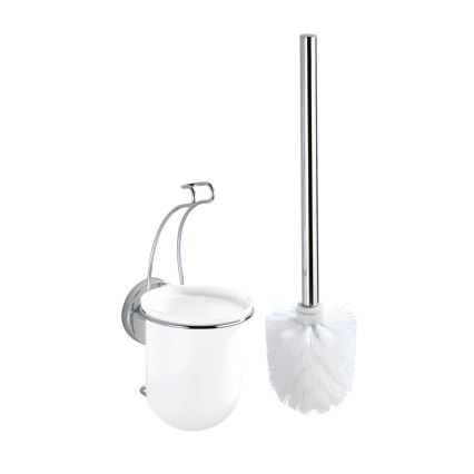 WENKO 20898100-WC-borste VACUUM-LOC MILAZZO 10x34 cm rostfritt stål/polerad krom/vit