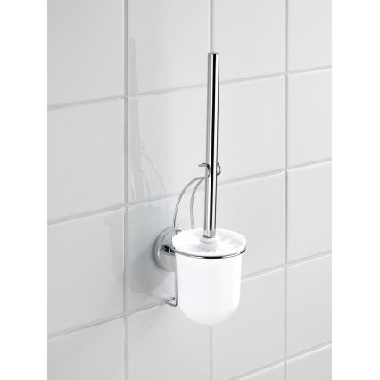 WENKO 20898100-WC-borste VACUUM-LOC MILAZZO 10x34 cm rostfritt stål/polerad krom/vit