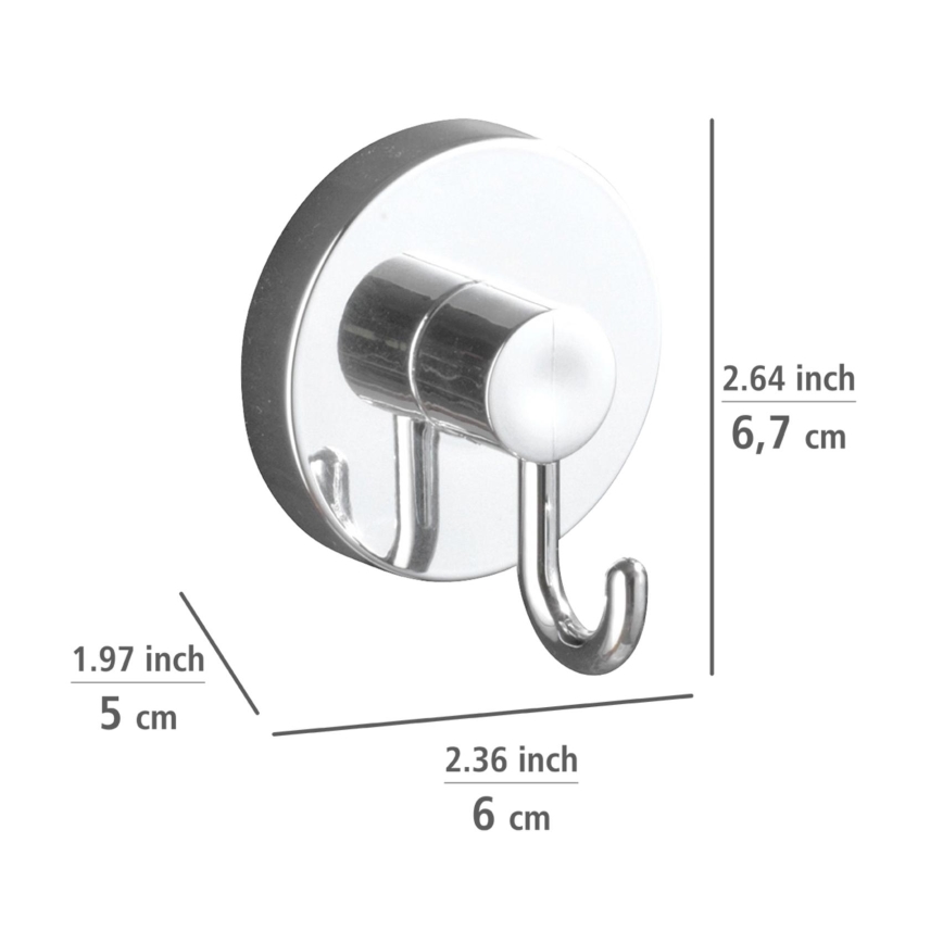 WENKO 20900100-Krok VACUUM-LOC rund i stål 6x6,7 cm blank krom
