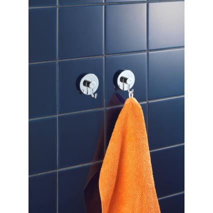 WENKO 20900100-Krok VACUUM-LOC rund i stål 6x6,7 cm blank krom