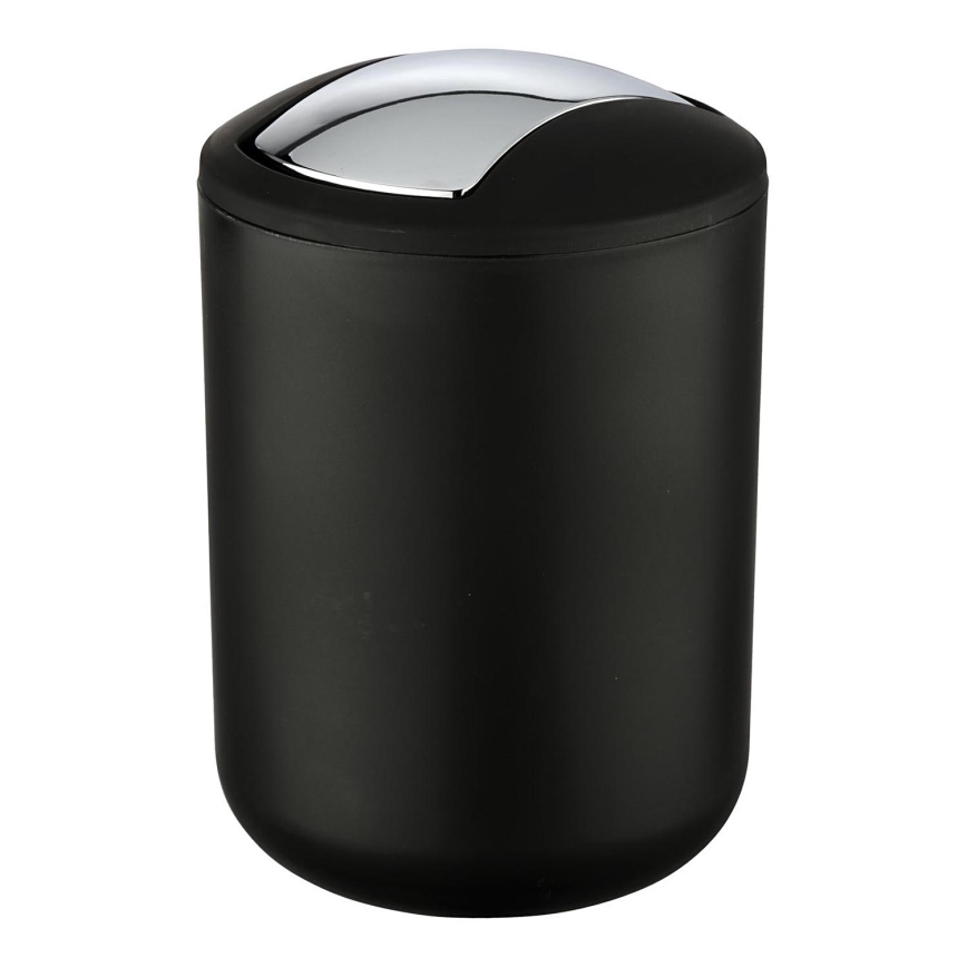 WENKO 21211100 - Avfallskorg BRASIL 14x21 cm svart/blank krom