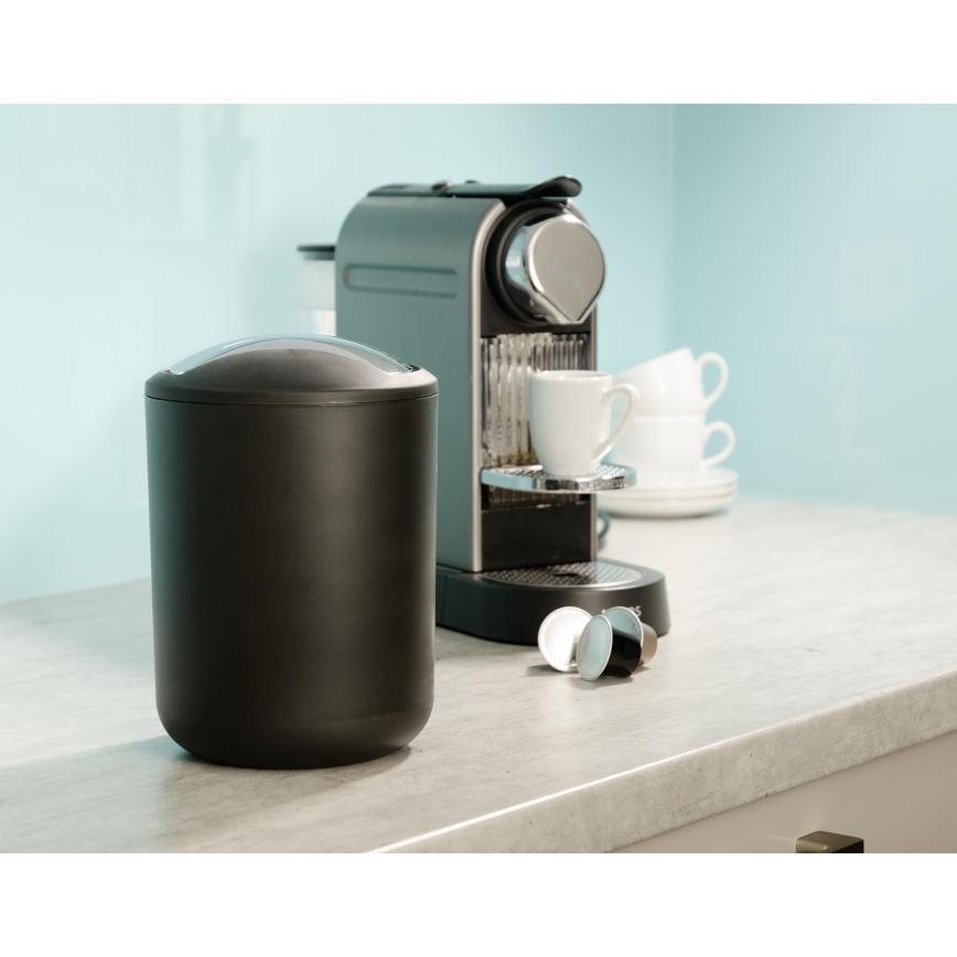 WENKO 21211100 - Avfallskorg BRASIL 14x21 cm svart/blank krom