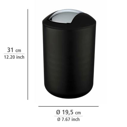 WENKO 21212100 - Papperskorg BRASIL 19,5x31 cm svart/blank krom