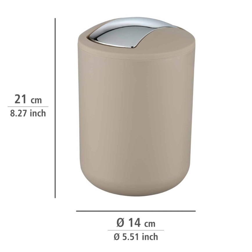 WENKO 21221100 - Papperskorg BRASIL 14x21 cm beige/glänsande krom