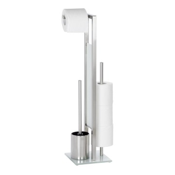 WENKO 21564100 - Toalettborste RIVALTA 18x70 cm i rostfritt stål/silver/vit/svart