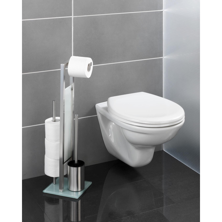 WENKO 21564100 - Toalettborste RIVALTA 18x70 cm i rostfritt stål/silver/vit/svart