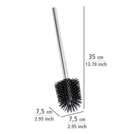 WENKO 21799100 - Toalettborste 7,5 x 35 cm, rostfritt stål/silver/svart