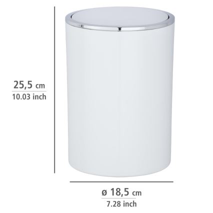 WENKO 22554100 - Papperskorg INCA 18,5x25,5 cm vit/blank krom