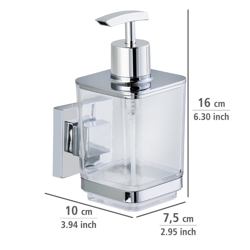 WENKO 22683100-Tvålpump VACUUM-LOC QUADRO ED 7,5x16 cm silver/blank krom