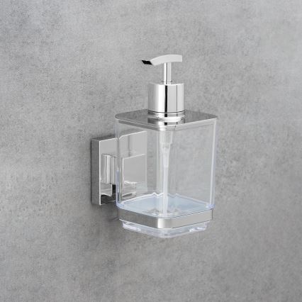 WENKO 22683100-Tvålpump VACUUM-LOC QUADRO ED 7,5x16 cm silver/blank krom