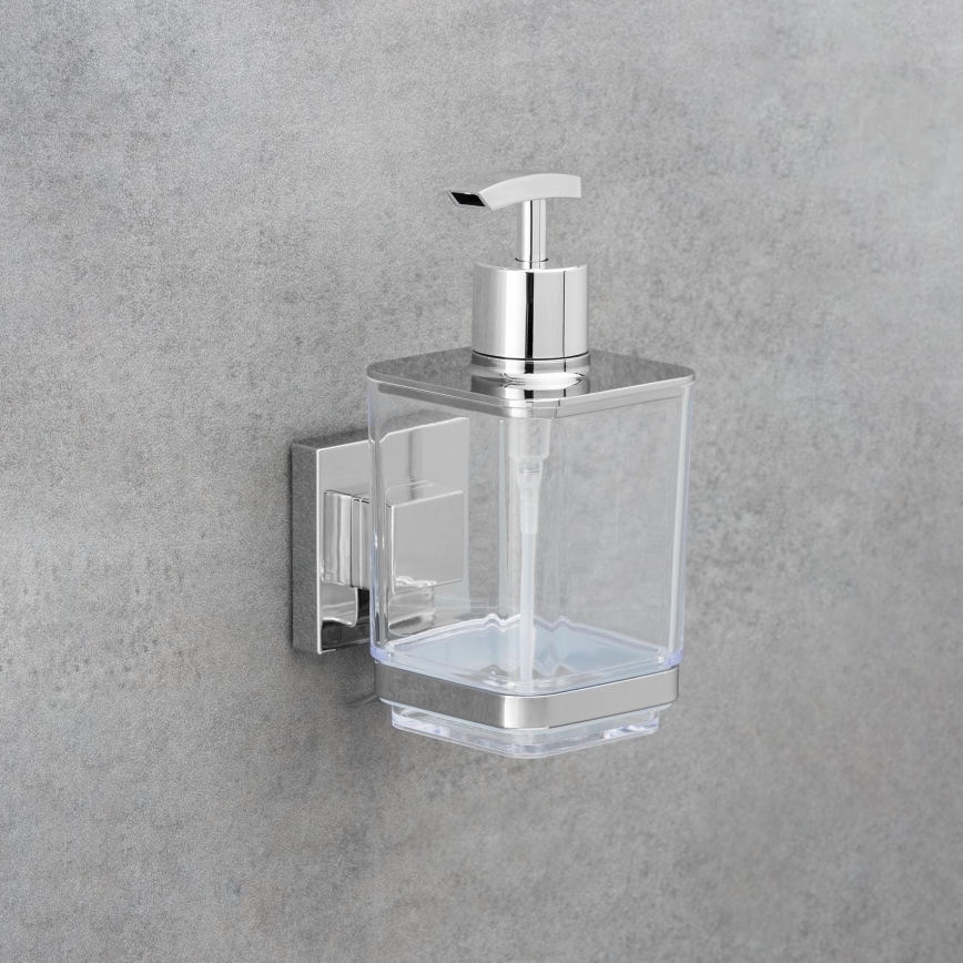 WENKO 22683100-Tvålpump VACUUM-LOC QUADRO ED 7,5x16 cm silver/blank krom
