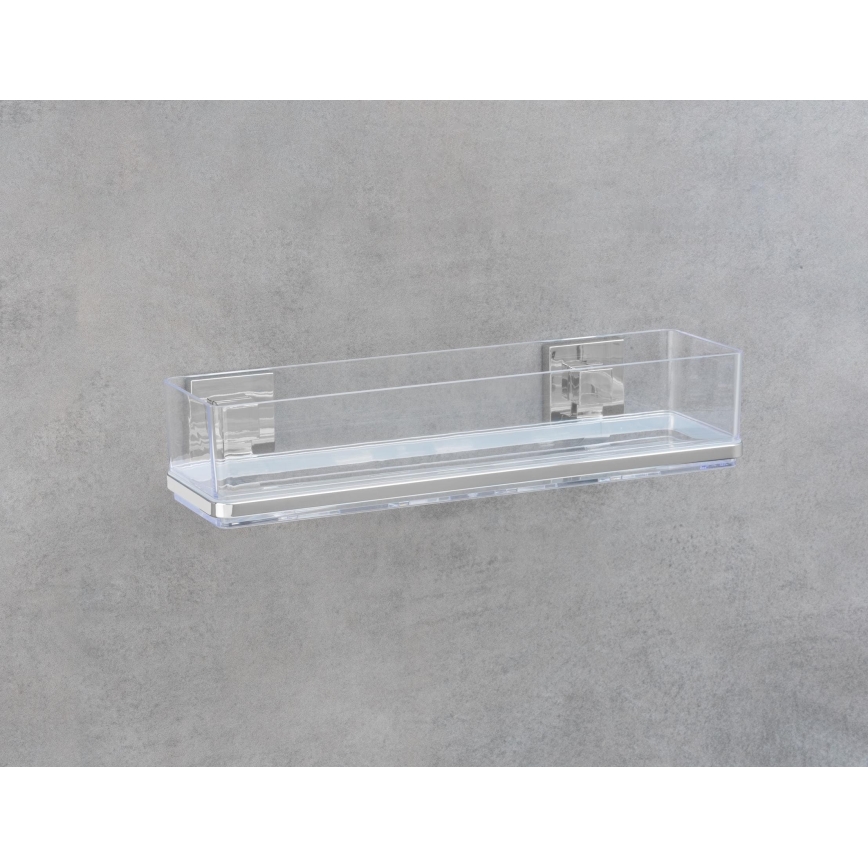 WENKO 22685100-Hylla VACUUM-LOC QUADRO ED 38,5x14,5 cm silver/blank krom