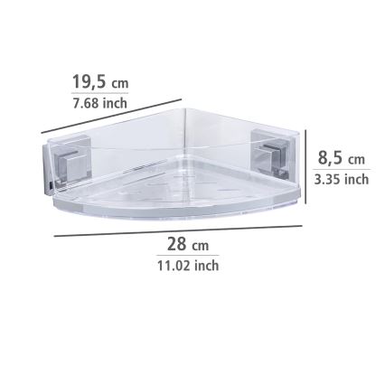 WENKO 22686100-Hörnhylla VACUUM-LOC QUADRO ED 28x19,5 cm silver/transparent