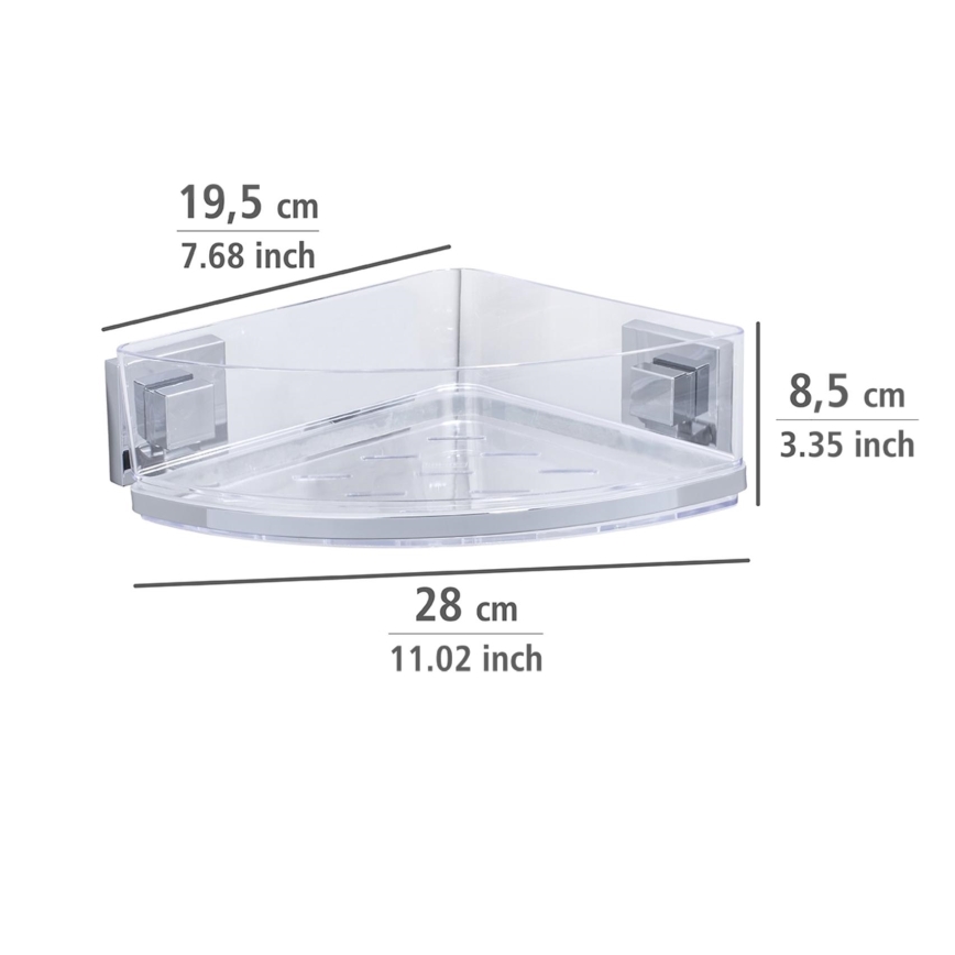 WENKO 22686100-Hörnhylla VACUUM-LOC QUADRO ED 28x19,5 cm silver/transparent