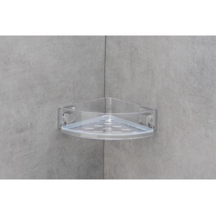 WENKO 22686100-Hörnhylla VACUUM-LOC QUADRO ED 28x19,5 cm silver/transparent