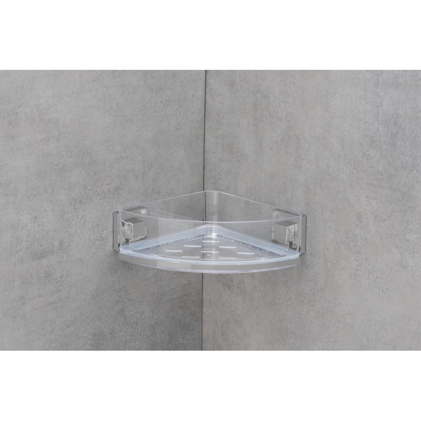 WENKO 22686100-Hörnhylla VACUUM-LOC QUADRO ED 28x19,5 cm silver/transparent