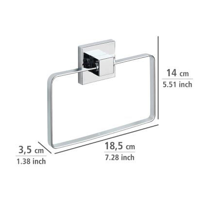 WENKO 22689100-Handdukshållare VACUUM-LOC QUADRO ED 18,5x14 cm silver/polerad krom