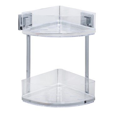 WENKO 22690100-Hörnhylla VACUUM-LOC QUADRO ED 28x32,5 cm silver/blank krom