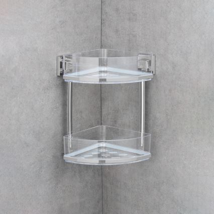 WENKO 22690100-Hörnhylla VACUUM-LOC QUADRO ED 28x32,5 cm silver/blank krom