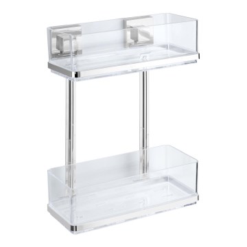 WENKO 22691100-Hylla VACUUM-LOC QUADRO ED 25,5x32,5 cm silver/blank krom/genomskinlig