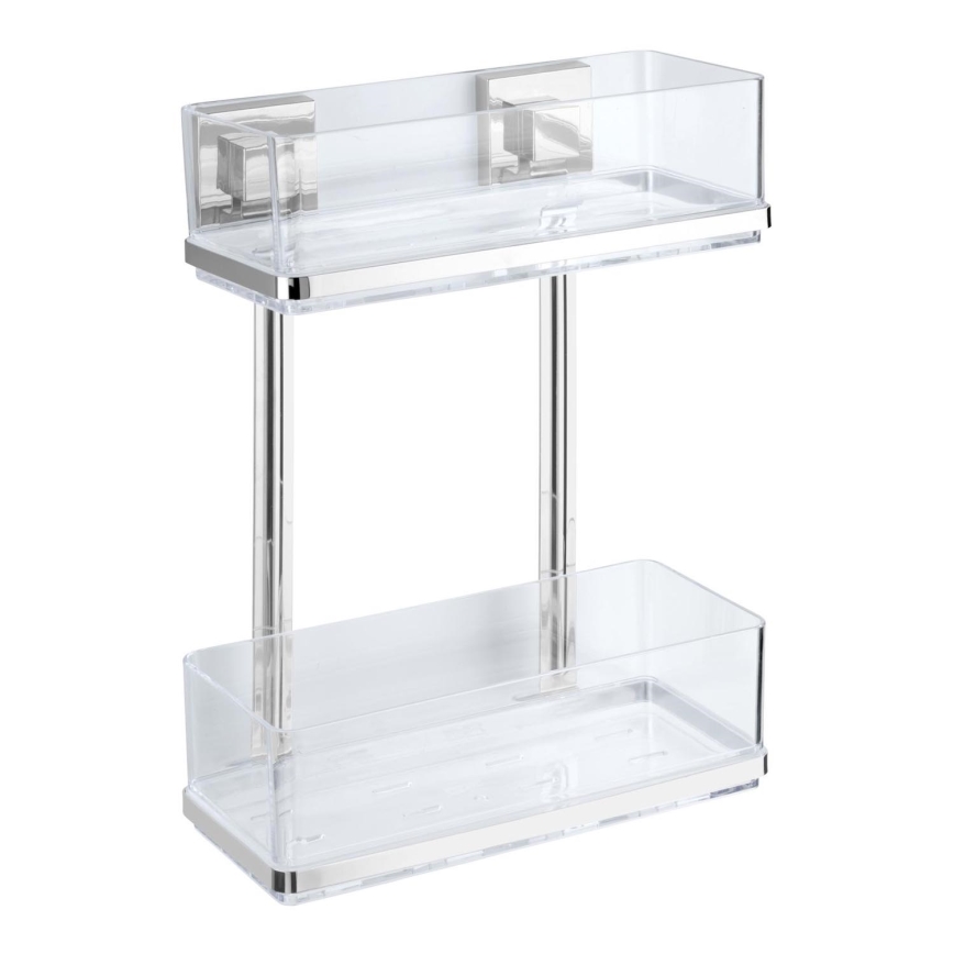 WENKO 22691100-Hylla VACUUM-LOC QUADRO ED 25,5x32,5 cm silver/blank krom/genomskinlig