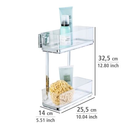 WENKO 22691100-Hylla VACUUM-LOC QUADRO ED 25,5x32,5 cm silver/blank krom/genomskinlig