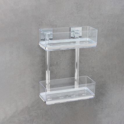 WENKO 22691100-Hylla VACUUM-LOC QUADRO ED 25,5x32,5 cm silver/blank krom/genomskinlig