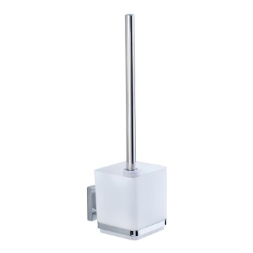 WENKO 22695100-WC toalettborste VACUUM-LOC QUADRO ED 9,5x37 cm silverfärgad/blank krom/klar