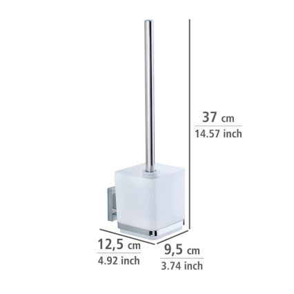 WENKO 22695100-WC toalettborste VACUUM-LOC QUADRO ED 9,5x37 cm silverfärgad/blank krom/klar