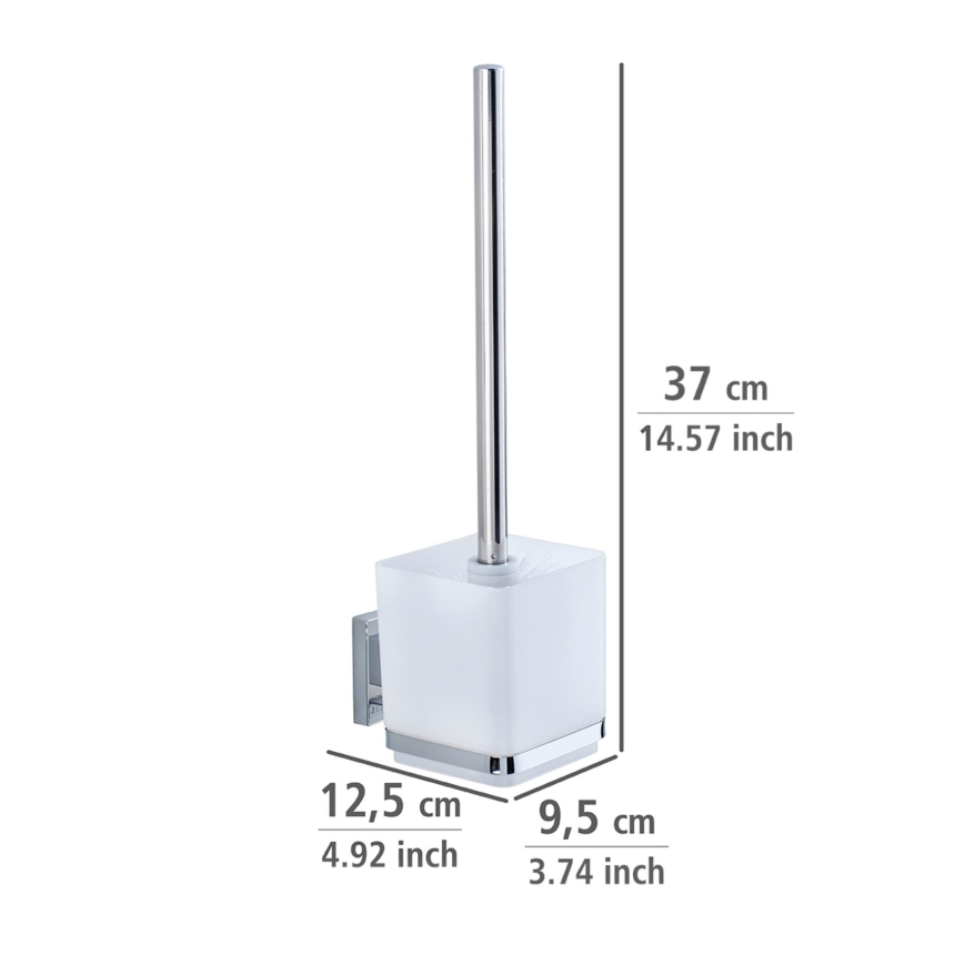 WENKO 22695100-WC toalettborste VACUUM-LOC QUADRO ED 9,5x37 cm silverfärgad/blank krom/klar