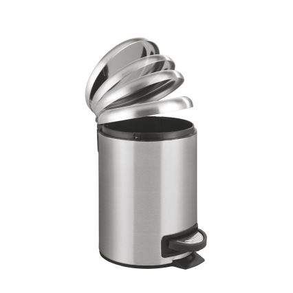 WENKO 22702100 - Avfallskorg LEMAN 17x25 cm rostfritt stål/satinfinish/svart