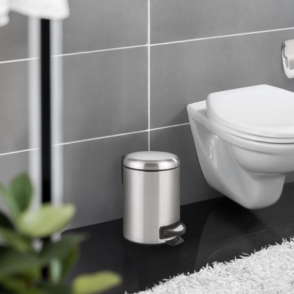 WENKO 22702100 - Avfallskorg LEMAN 17x25 cm rostfritt stål/satinfinish/svart