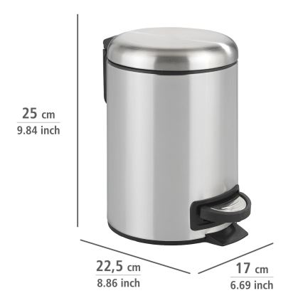WENKO 22829100 - Avfallskorg LEMAN 17x25 cm rostfritt stål/satinfinish/svart