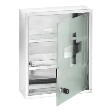 WENKO 22924100 - Medicinskåp 30x40 cm i rostfritt stål, silverfärgat