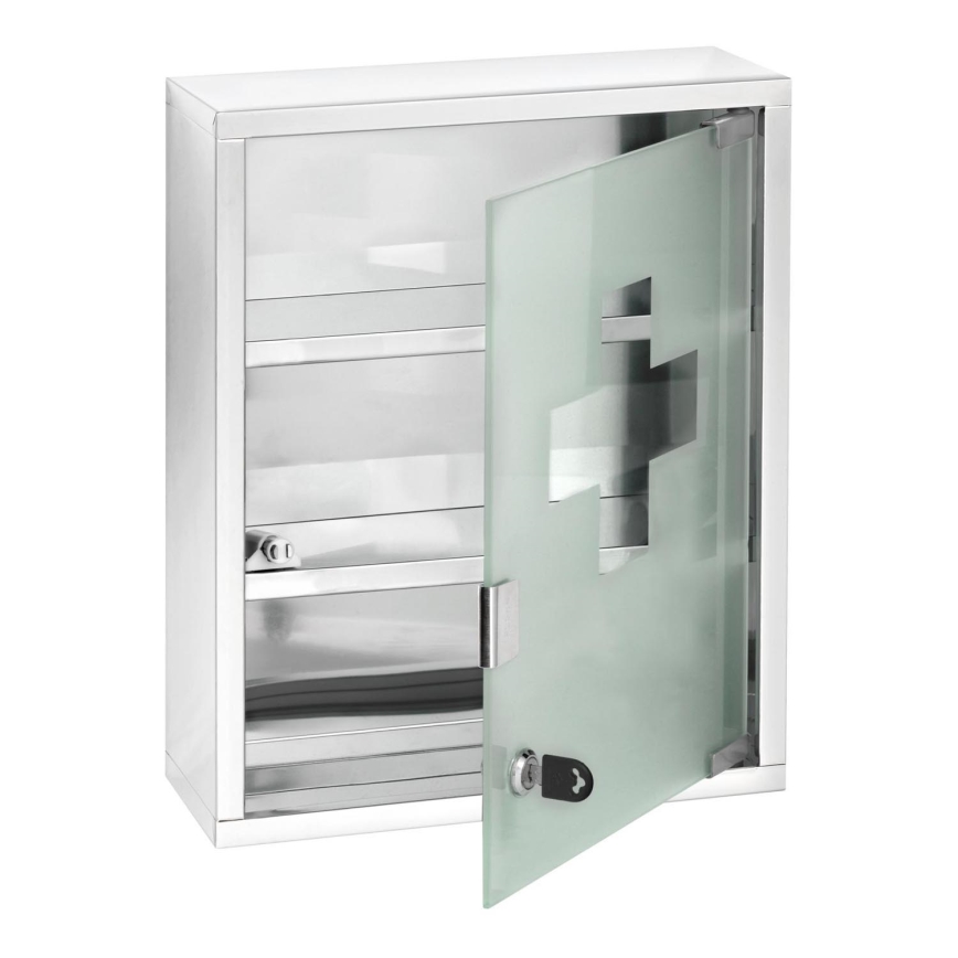 WENKO 22924100 - Medicinskåp 30x40 cm i rostfritt stål, silverfärgat