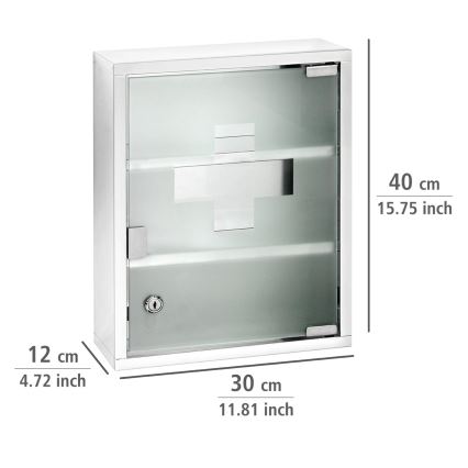 WENKO 22924100 - Medicinskåp 30x40 cm i rostfritt stål, silverfärgat