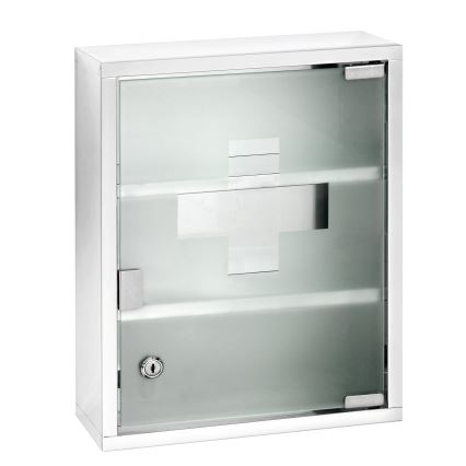 WENKO 22924100 - Medicinskåp 30x40 cm i rostfritt stål, silverfärgat