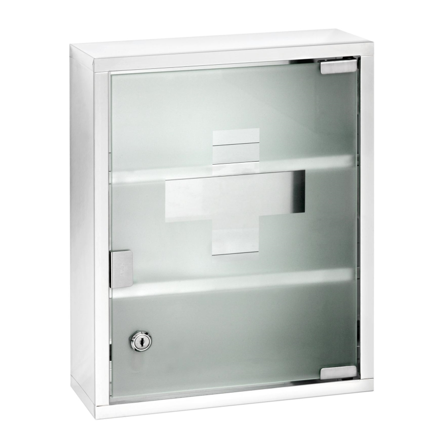 WENKO 22924100 - Medicinskåp 30x40 cm i rostfritt stål, silverfärgat