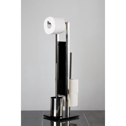WENKO 22983100 - WC-borste RIVALTA 18x70 cm rostfritt stål/silver/svart