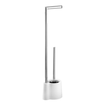 WENKO 22989100 - Toalettborste AVOLA 13x70 cm rostfritt stål/vit/silver