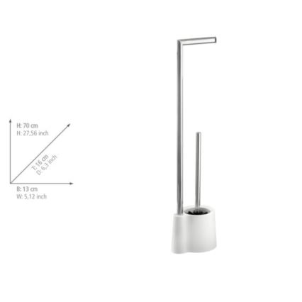 WENKO 22989100 - Toalettborste AVOLA 13x70 cm rostfritt stål/vit/silver