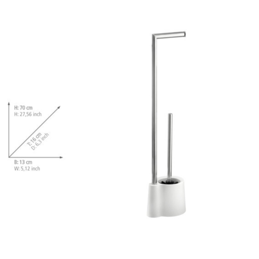 WENKO 22989100 - Toalettborste AVOLA 13x70 cm rostfritt stål/vit/silver