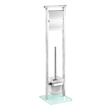 WENKO 22992100 - WC-borste DEBAR 18x73 cm rostfritt stål/satin/vit