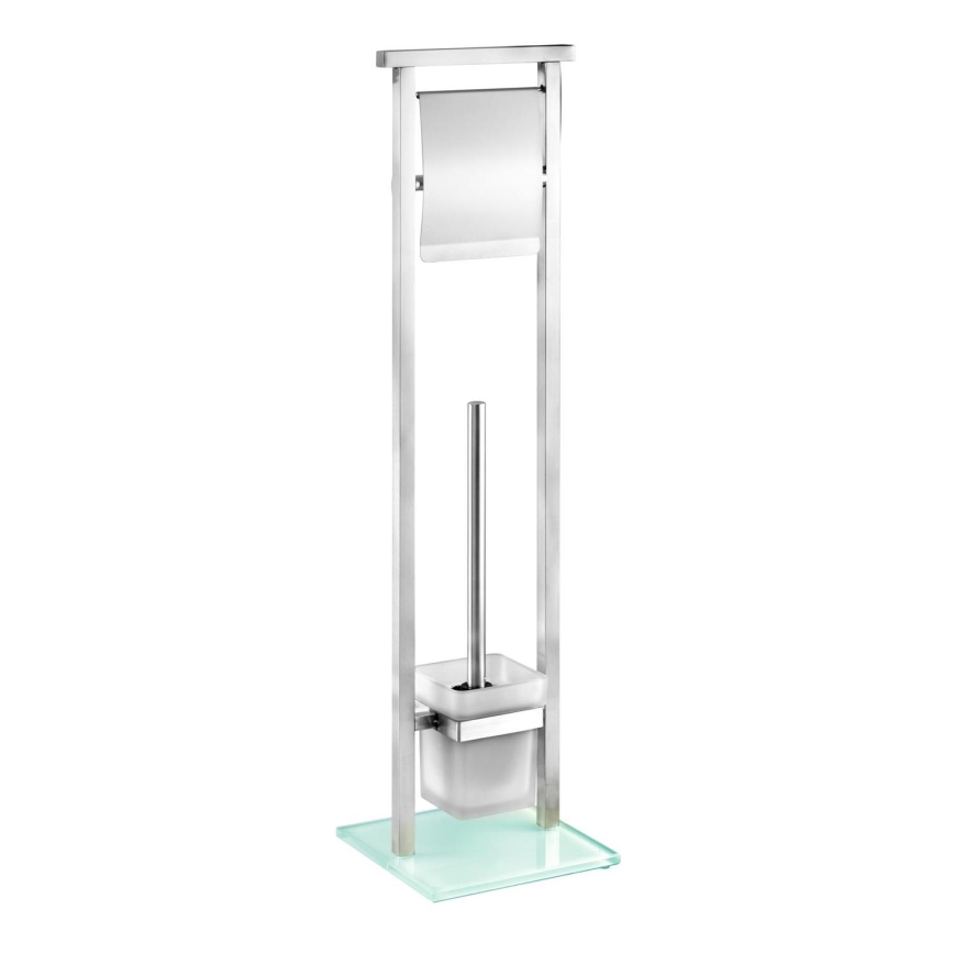 WENKO 22992100 - WC-borste DEBAR 18x73 cm rostfritt stål/satin/vit