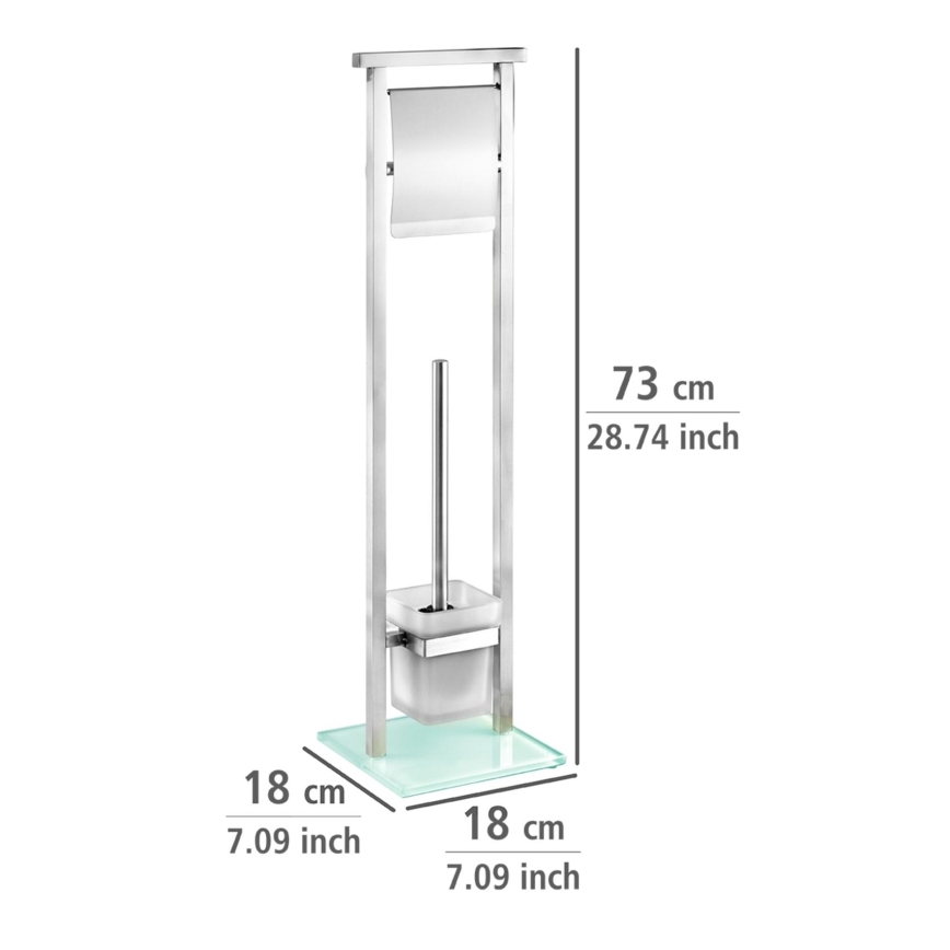 WENKO 22992100 - WC-borste DEBAR 18x73 cm rostfritt stål/satin/vit