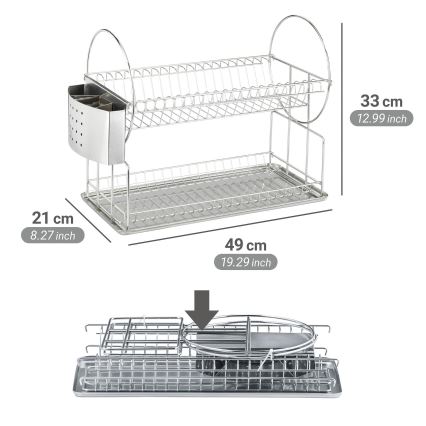 WENKO 2329100 - Diskställ DUO 21x33 cm rostfritt stål/silver