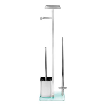 WENKO 23364100 - WC-borste DEBAR 21x70,5 cm rostfritt stål/satinborstad/vit