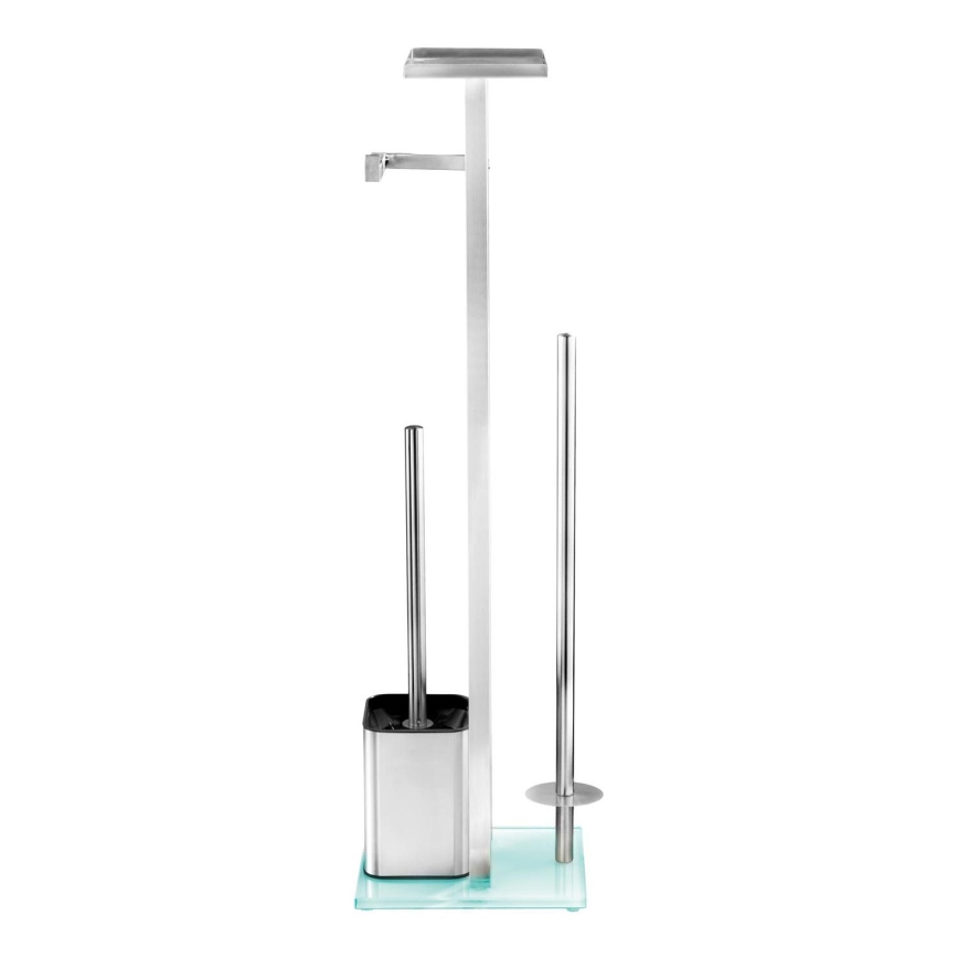 WENKO 23364100 - WC-borste DEBAR 21x70,5 cm rostfritt stål/satinborstad/vit