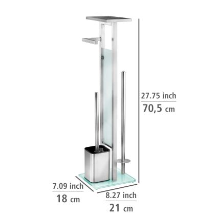 WENKO 23364100 - WC-borste DEBAR 21x70,5 cm rostfritt stål/satinborstad/vit